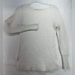 Athleta Cream Crew Neck Cypress Wool Basket‎ Weave Sweater Size XS